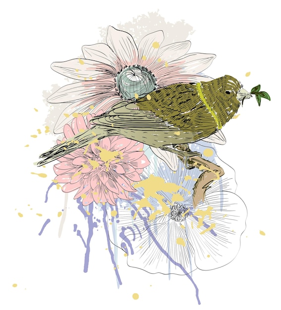 Bird and flower