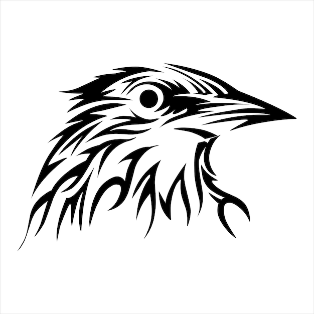 bird head animal tribal tattoo black and white design