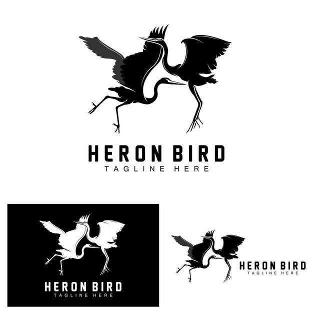 Bird Heron Stork Logo Design Birds Heron Flying On The River Vector Product Brand Illustration