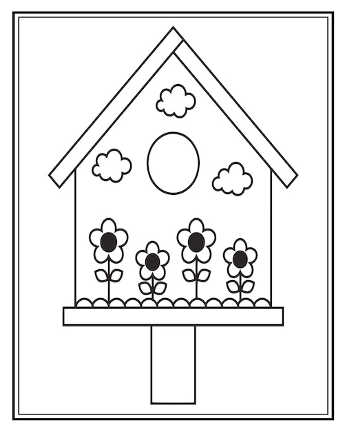 Bird House Coloring Pages for Kids