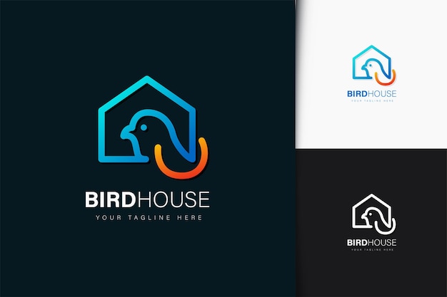 Bird house logo design with gradient