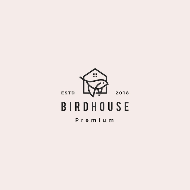 Bird house logo hipster retro vintage  icon illustration