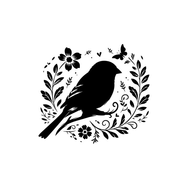 Vector bird house sparrow silhouette vector