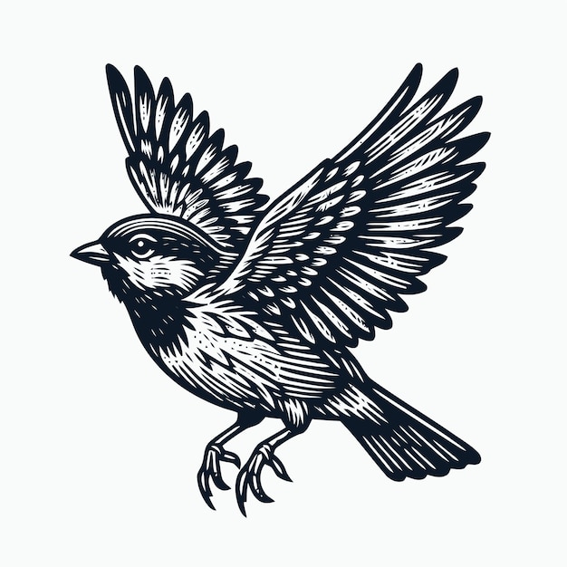 Bird illustration with engraving style