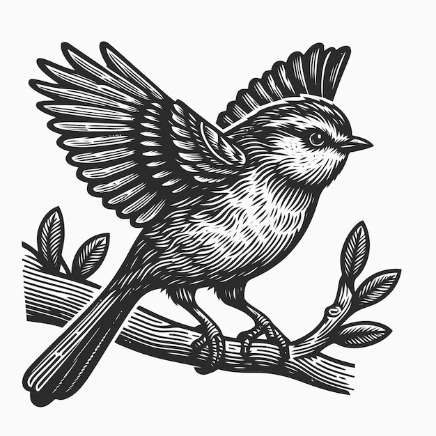 Bird illustration with engraving style