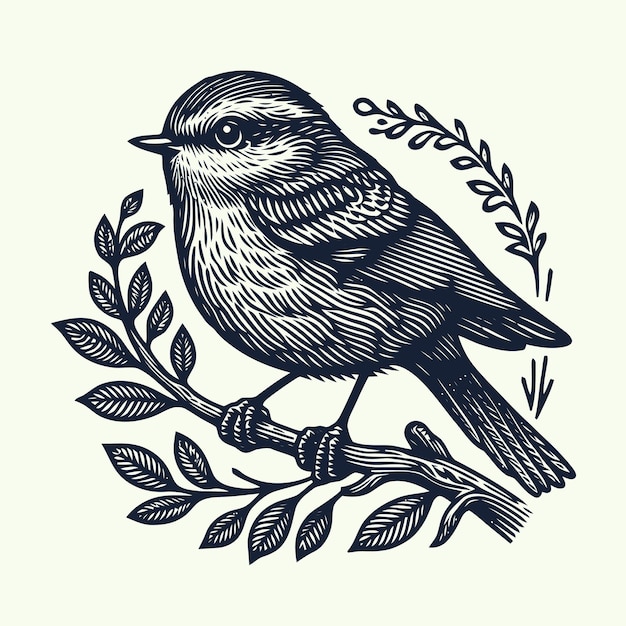 Bird illustration with engraving style