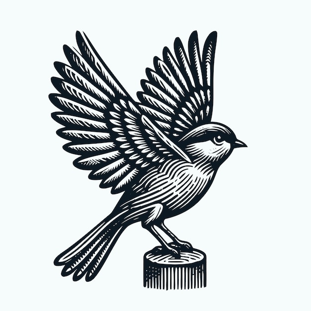 Bird illustration with engraving style