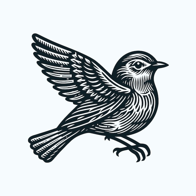 Bird illustration with engraving style