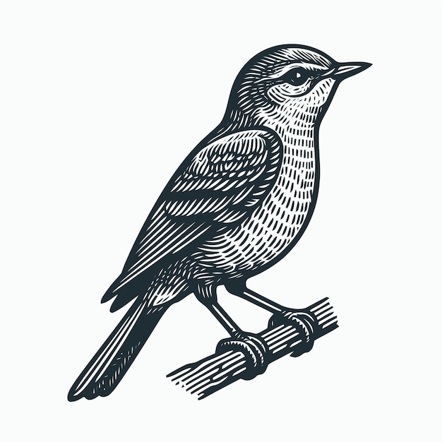 Vector bird illustration with engraving style