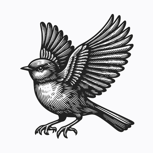 Bird illustration with engraving style