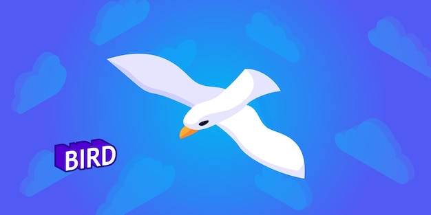 Bird isometric design icon Vector web illustration 3d colorful concept