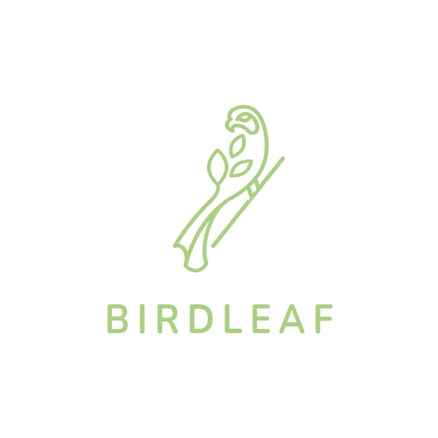 Bird leaf eco green logo monoline