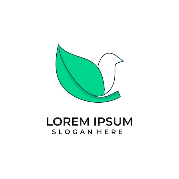 Bird leaf logo pigeon icon combination with green leaf symbol