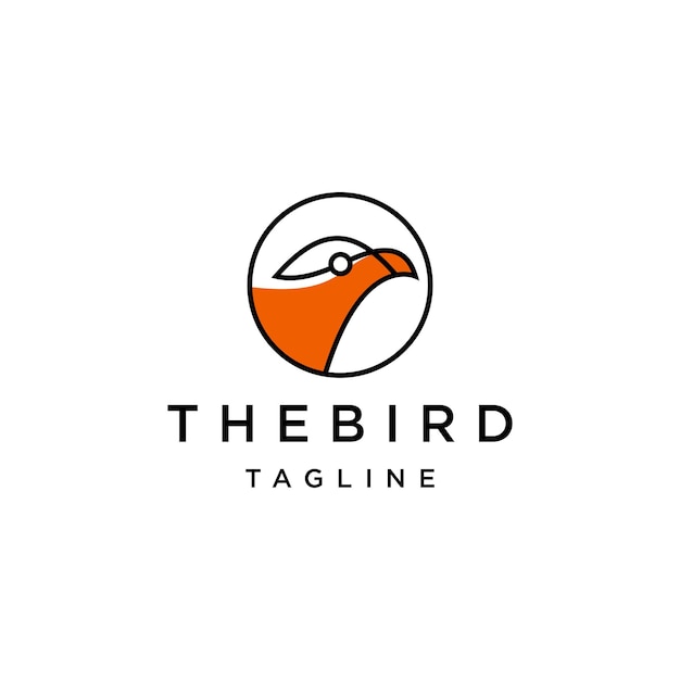 Bird line art logo icon design template