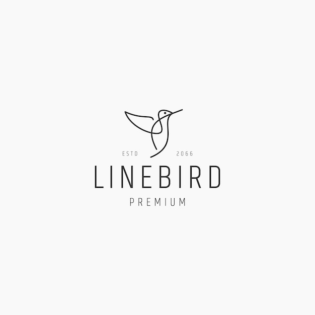 Bird line art logo icon design template