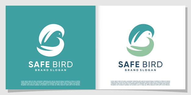 Bird logo abstract with hand holding a bird Premium Vector