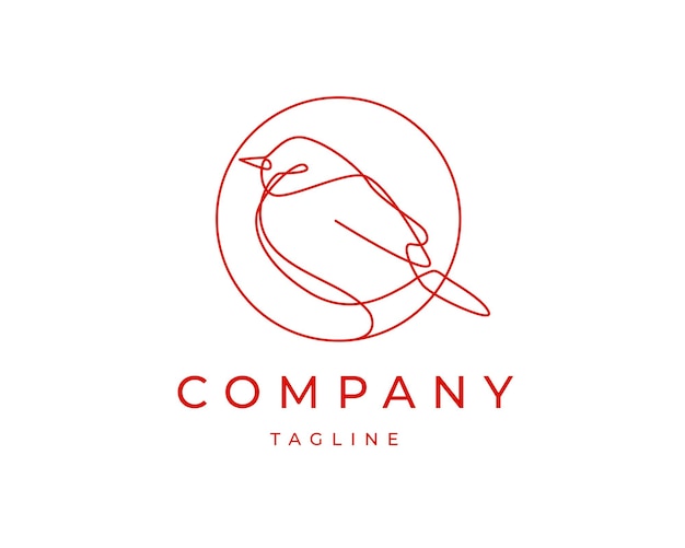 Bird Logo Design Template Vector Line Art Outline for Business Brand Branding Company