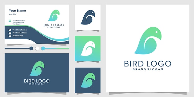 Bird logo design with creative concept Premium Vector