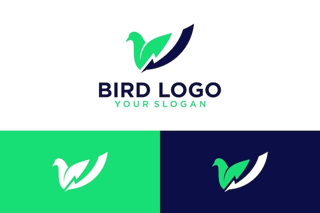 bird logo design with leaves and energy