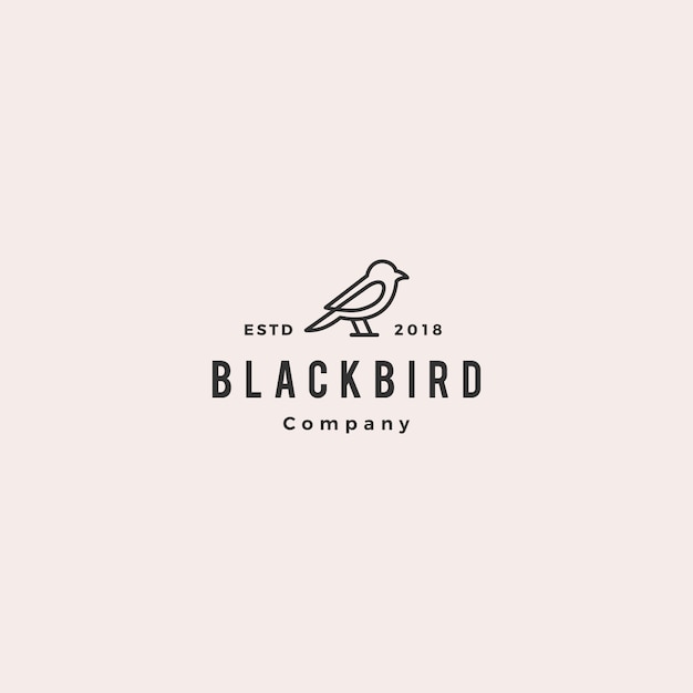 Bird logo hipster vintage retro vector line outline