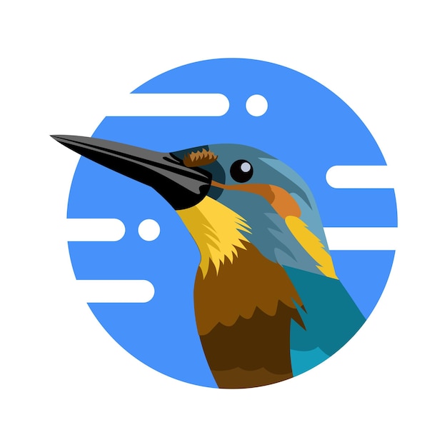 Vector bird logo kingfishers head with a red circle background