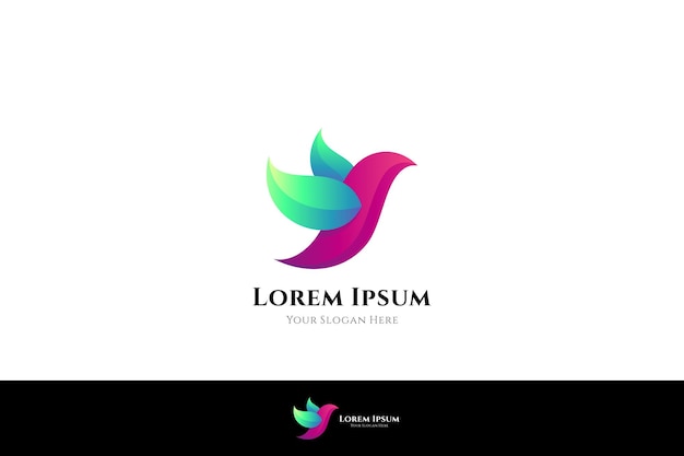 Bird logo symbol of freedom peace bird breeder nature conservation 3d concept with colorful gradient