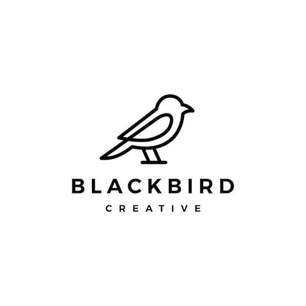 Bird logo vector line outline monoline art icon