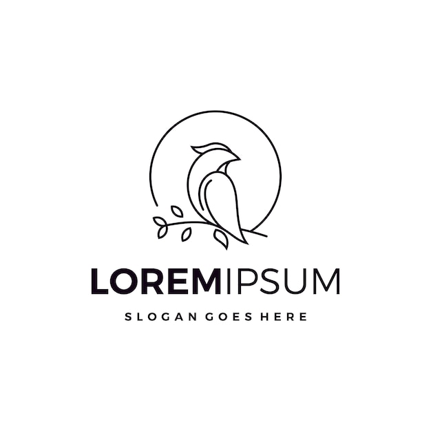 Bird mono line logo design icon  illustration