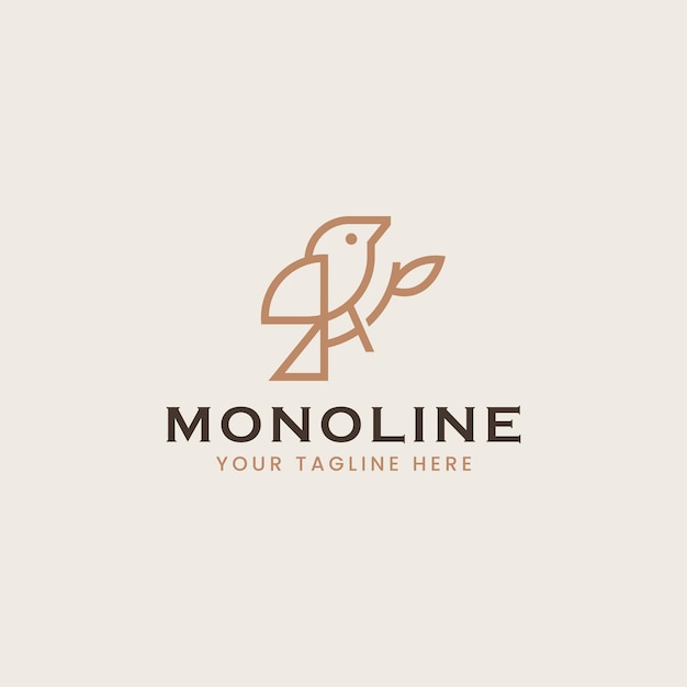 Bird monoline logo template Universal creative premium symbol Vector sign icon logotype