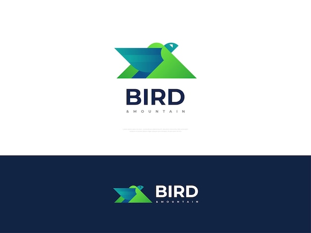 Bird and Mountain Logo with Origami Style Abstract Bird with Mountain Logo or Icon Vector Illustration