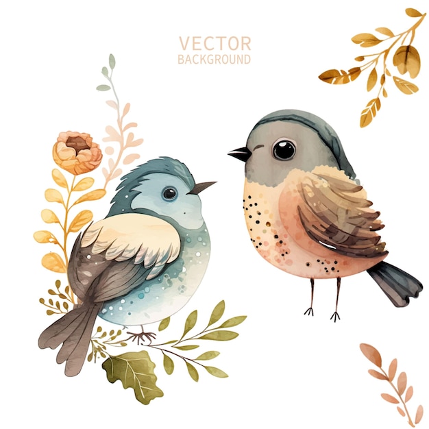 Bird nature watercolor neutral colors for kids simple drawing childish cute