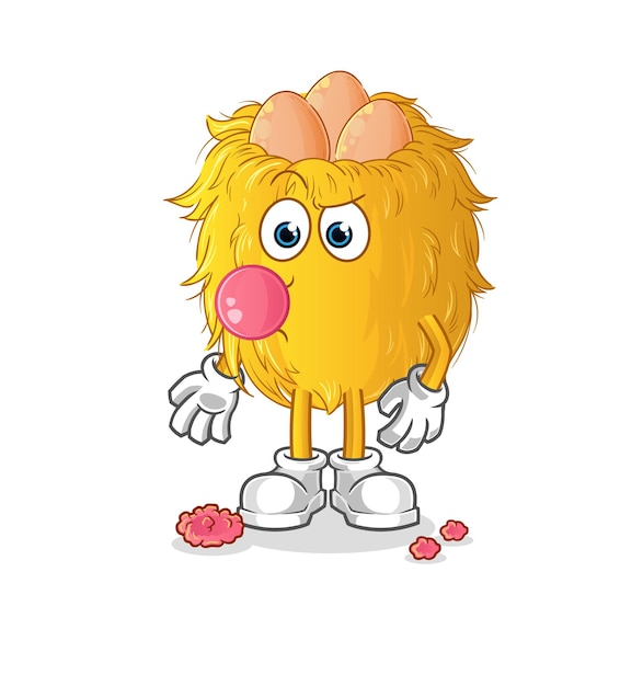 Vector bird nest chewing gum vector. cartoon character