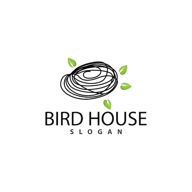 Bird Nest Logo Bird House Shelter Vector Modern Line Design Minimalist Style Symbol Template Icon