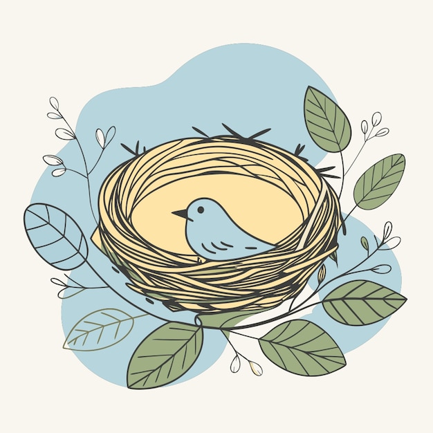 Vector bird nest logo design vector illustration vector illustration line circuit