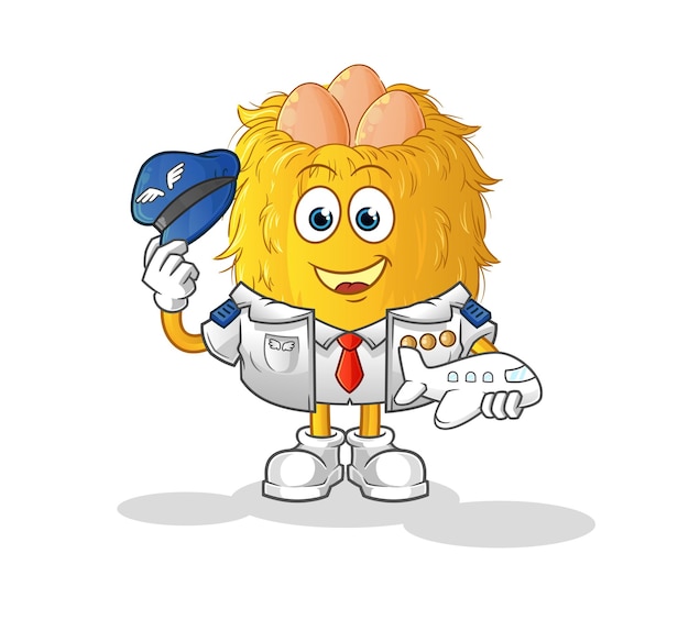 bird nest pilot mascot. cartoon vector