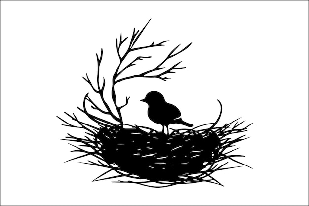 Vector bird nest vector art illustration bird nest vector art illustration free download