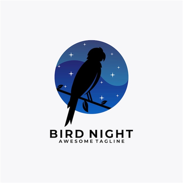 Bird night logo design template