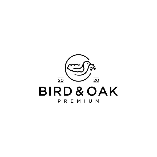 Bird and oak logo icon illustration