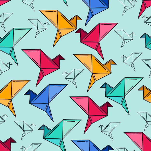 Bird origami pattern background