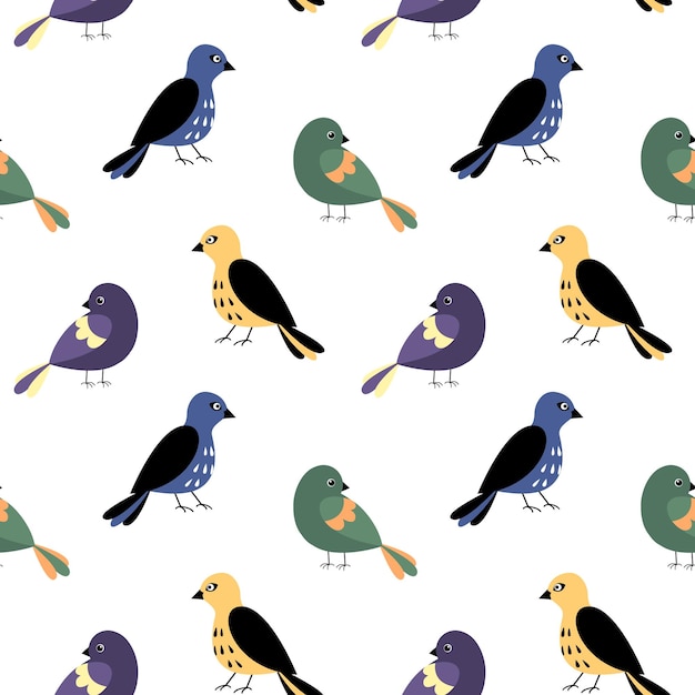 Bird pattern vector Seamless background with multicolored birds