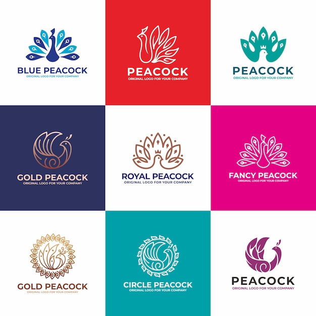 Bird, Peacock logo design collection.