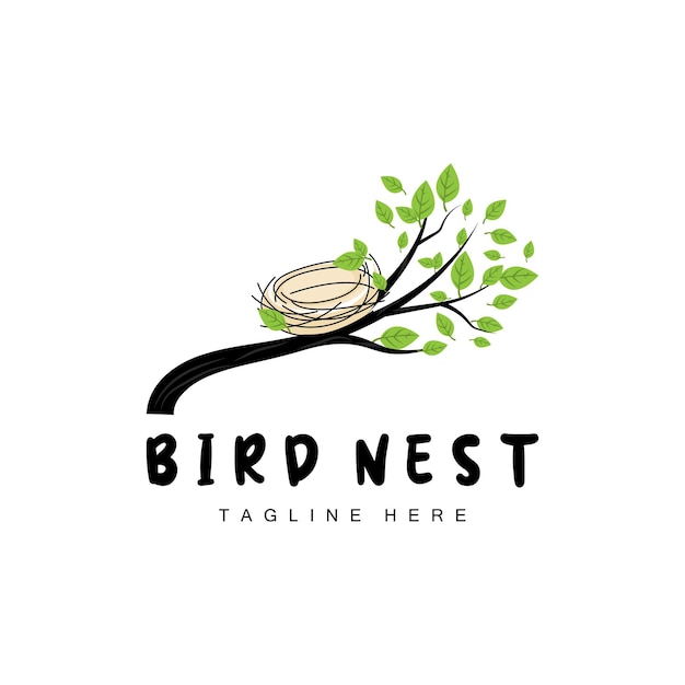 Bird's Nest Logo Design Bird House Vector For Eggs Bird Tree Logo Illustration