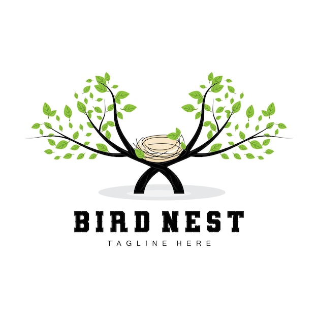 Bird's Nest Logo Design Bird House Vector For Eggs Bird Tree Logo Illustration