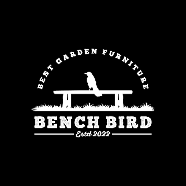 Bird Silhouette Sitting On Garden Wooden Bench For Garden Furniture Company Logo