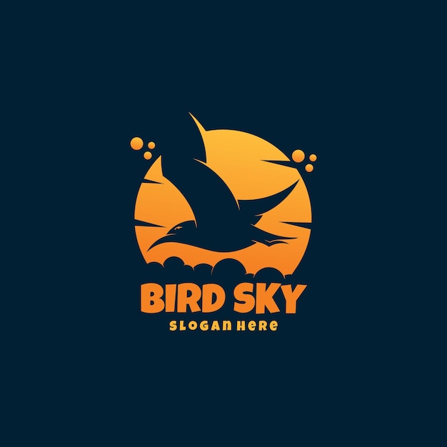 Bird Sky dark flat logo style