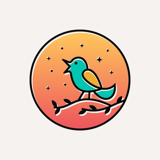 Bird Song Singing Note Music Nature Icon Line Outline Logo Design