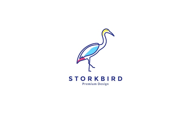 Vector bird stork line colorful logo symbol vector icon design illustration