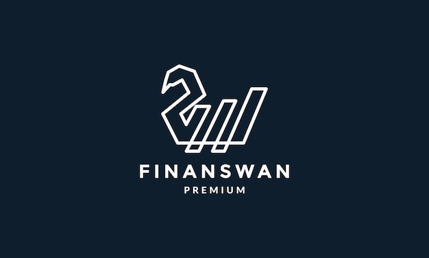 Bird swan or goose line finance logo vector illustration design