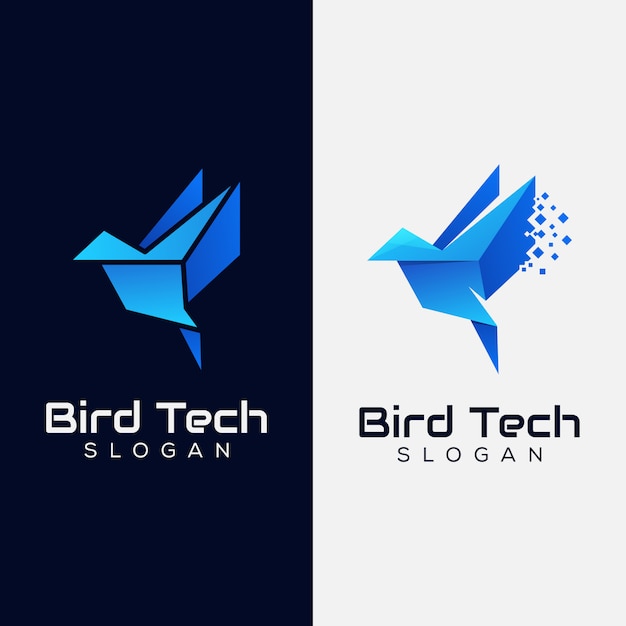 Bird tech logo, digital bird logo template