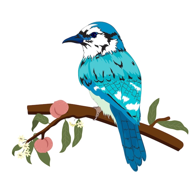 a bird that is blue and white with a picture of a bird on it